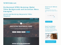 Professional HTML Bootstrap Modal Video Backgrounds and Accordion Menu
