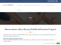 Mononucleosis, Mono Disease paid Blood/Plasma Donation Program