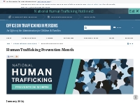 Human Trafficking Prevention Month | The Administration for Children a