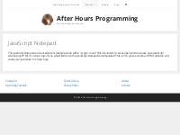 JavaScript Notepad - After Hours Programming