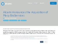 Alcami Announces the Acquisition of Masy BioServices