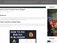 How to Solve the Ads.txt Issue in Blogger?