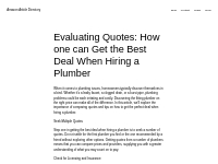 Evaluating Quotes: How one can Get the Best Deal When Hiring a Plumber