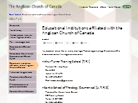 Educational Institutions affiliated with the Anglican Church of Canada