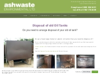 Disposal of old oil tanks Essex | Ashwaste Environmental, Chelmsford