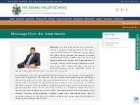 Message From the Headmaster | The Assam Valley School