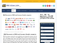BBA Placements in FMCG and Consumer Durable companies