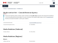 Media contact list - Canada Revenue Agency - Canada.ca