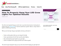 How To Properly Hang Your LED Grow Lights For Optimal Results