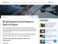 Web App Development Tools and Frameworks to Simplify Your Workload - C