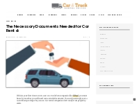 The Necessary Documents Needed for Car Rental - Car and Truck Rental P