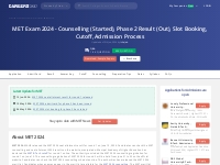 MET Exam 2024 - Date, Result (Out), Cut Off, Counselling, Admission Pr