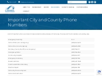 Important City and County Phone Numbers - Carmel Chamber of Commerce
