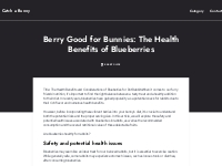 Berry Good for Bunnies: The Health Benefits of Blueberries - Catch a B