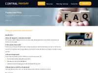   	Payday Loan FAQs – Central Payday