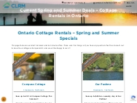 Ontario Cottage Rentals - Current Summer and Spring Deals