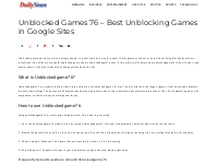 Unblocked Games 76 - Best Unblocking Games in Google Sites News