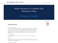 The Law Offices of Glenn S. Kessler | Bankruptcy Checklist