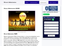 Direct Admission Masters of Journalism   Mass Communication