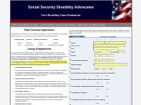   	List of Some Common Impairments | Social Security Disability Applic