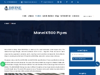 Divine Metal & Alloys | Monel K500 Pipes