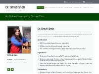  Homeopathy and Cancer Treatment | Dr. Shruti Shah About-dr-shruti-sha