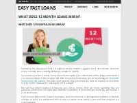 What Does 12 Month loans Mean? - Easy Fast Loans