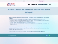 How to Choose a Healthcare Tourism Provider in Malaysia