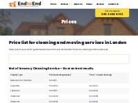 End of Tenancy Cleaning and Move Out Service London | Prices