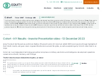 Cohort - HY Results - Investor Presentation video - 13 December 2023