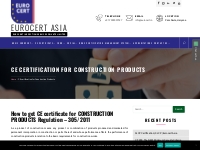 CE certification for Construction Products - Eurocert Asia