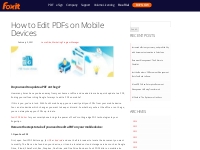 How to Edit PDFs on Mobile Devices | Android | iPhone | Foxit