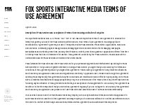 Fox Sports Interactive Media Terms of Use Agreement | FOX Sports