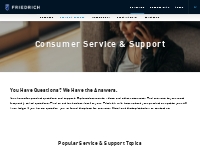 Consumer Service and Support | Friedrich