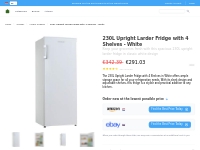 230L Upright Larder Fridge - White, 4 Shelves