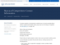 Bureau of Competition: Contact Information | Federal Trade Commission