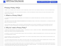 Privacy Policy FAQs - GDPR Privacy Policy Generator