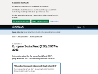        [Withdrawn] European Social Fund (ESF): 2007 to 2013 - GOV.UK