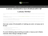 Exotic and Luxury Car Rentals in Miami | GP Luxury Rental