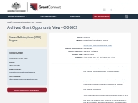               Archived Grant Opportunity View - GO6603: GrantConnect