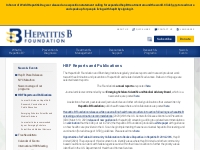 HBF Reports and Publications   Hepatitis B Foundation