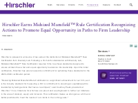 Hirschler Earns Midsized Mansfield(TM) Rule Certification Recognizing 