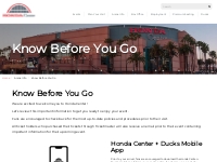 Know Before You Go | Honda Center