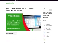 Create, Edit, or Delete Memorized Transactions in QuickBooks