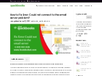 How to Fix Error: Could Not Connect to the Email Server in QuickBooks?
