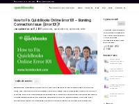 Fix QuickBooks Online Error Code 101 (Banking Connection Issue)