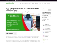 Weekly, Bi-Weekly or Monthly Payroll - What s Better (Comparison)