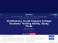 Mindfulness Could Improve College Students' Testing Ability, Study Fin