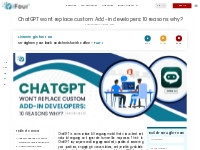 ChatGPT won't replace custom Add-in developers: 10 reasons why? | iFou
