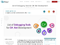 List of Debugging Tools for C-Sharp .Net Development | iFour Technolab